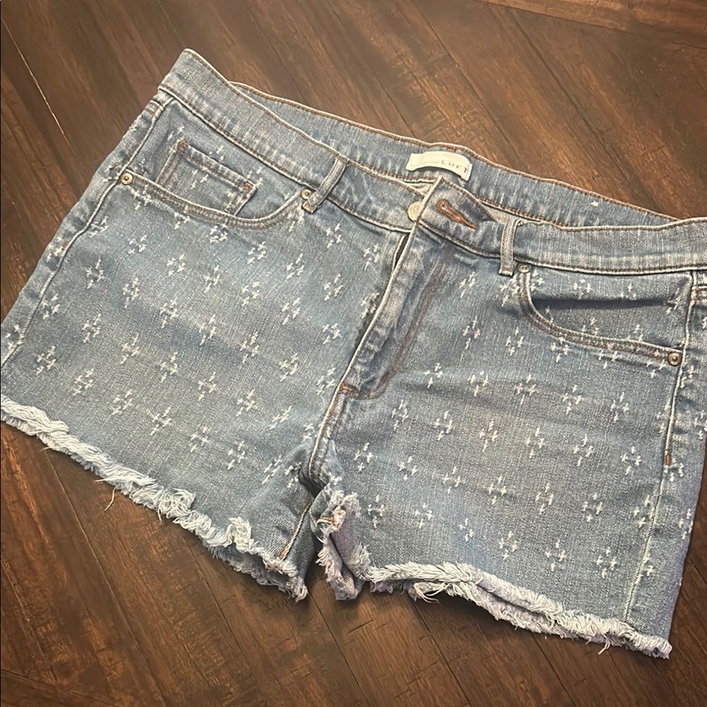 LOFT Blue Jean Shorts with Star Pattern
